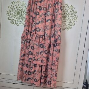 Patrons of Peace Pink and Blue Floral Maxi Skirt